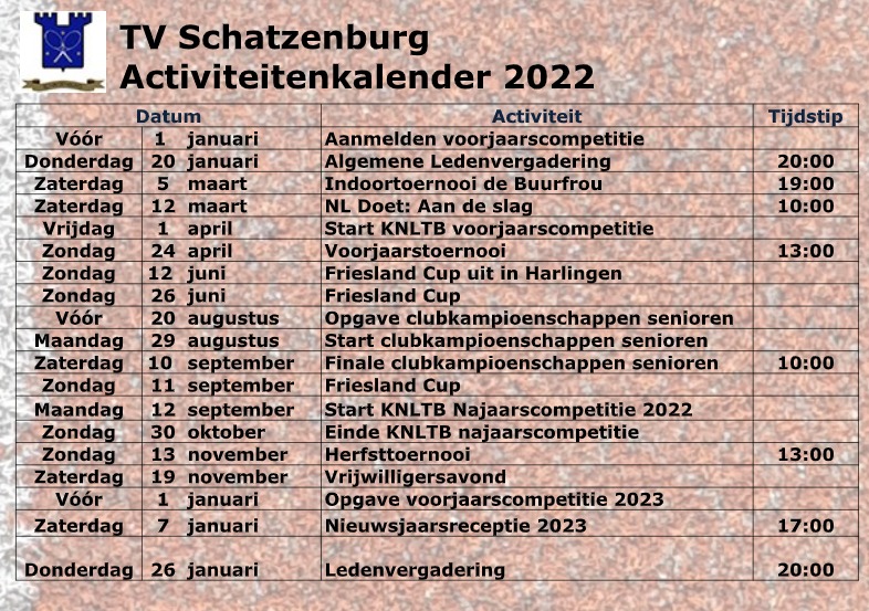 Activiteitenkalender 2022